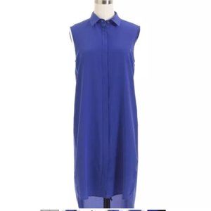 NEW J CREW Silk Sleeveless Dress Size S Ret $128 Iris B2371 Blue Tunic Button Up